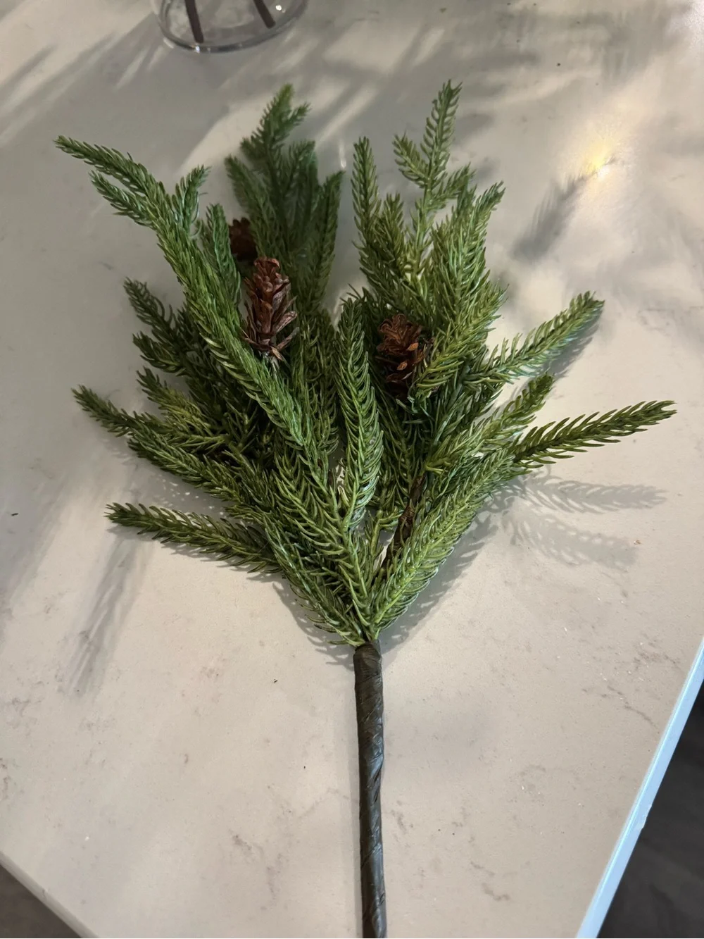 Faux Evergreen Bouquet with Pinecones